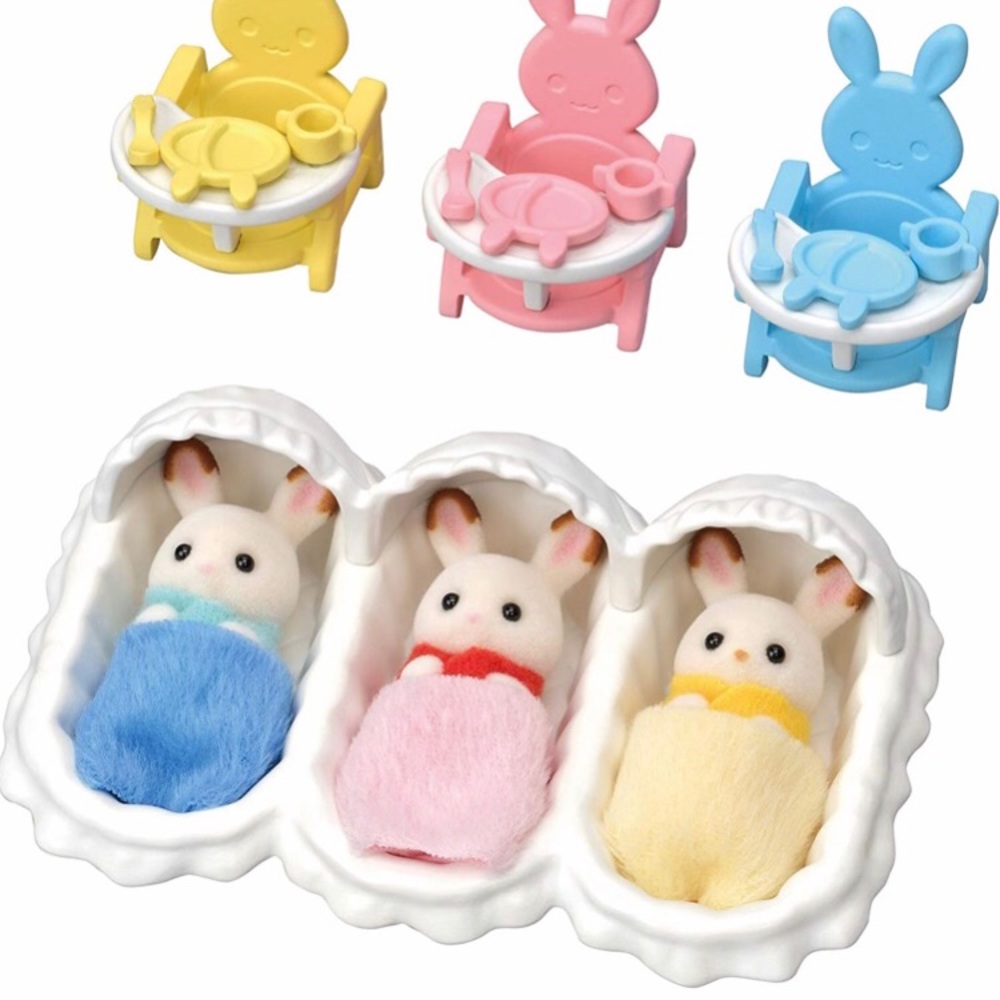 Chocolate Rabbit Babies & Furniture Set - Picture 3 of 6